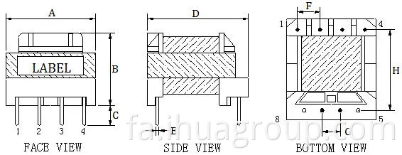 ترانسفورماتور 220 ولت تا 240 ولت تا 20 ولت ترانسفورماتور 9V AC EF20 TRANSFORMER TRANSFORMER